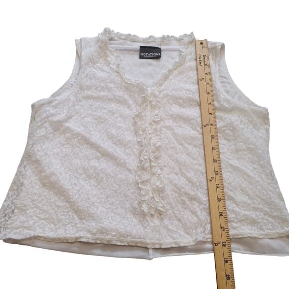 Notations Clothing Co White Lace Frill Size Small 19 Pit Summer Sheer Kawaii - Picture 3 of 7